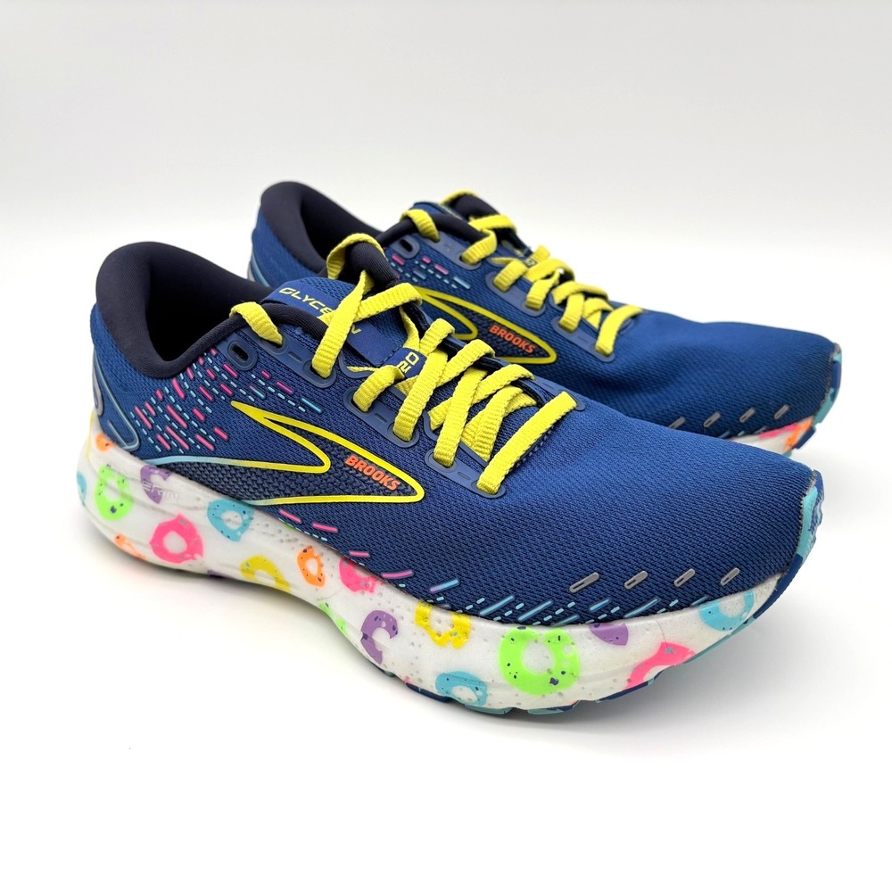 Brooks Glycerin 20 Running Shoes Womens Size 6B Blue Yellow Lace Up